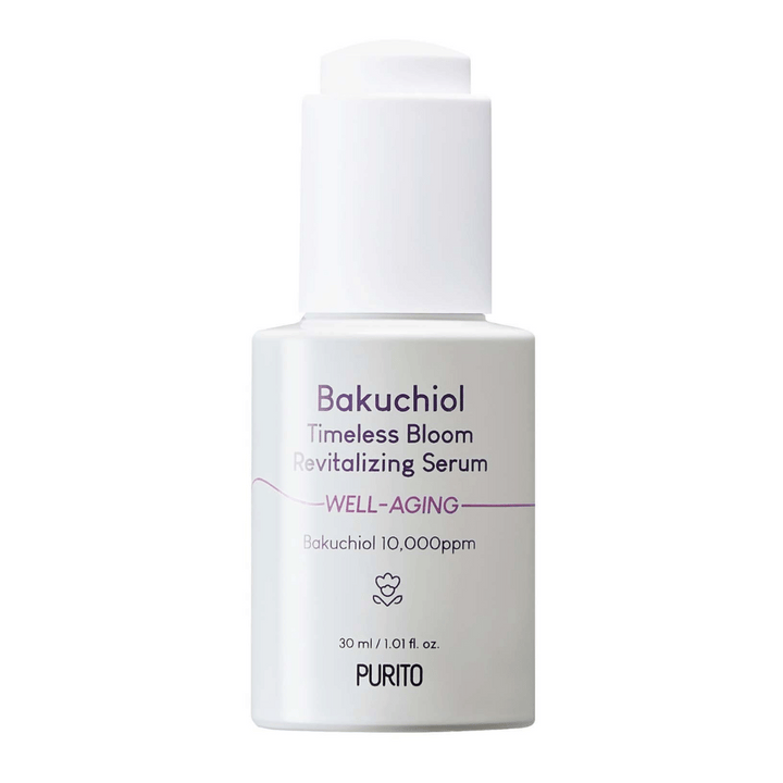 PURITO Bakuchiol Timeless Bloom Revitalizing Serum 30ml för porer.