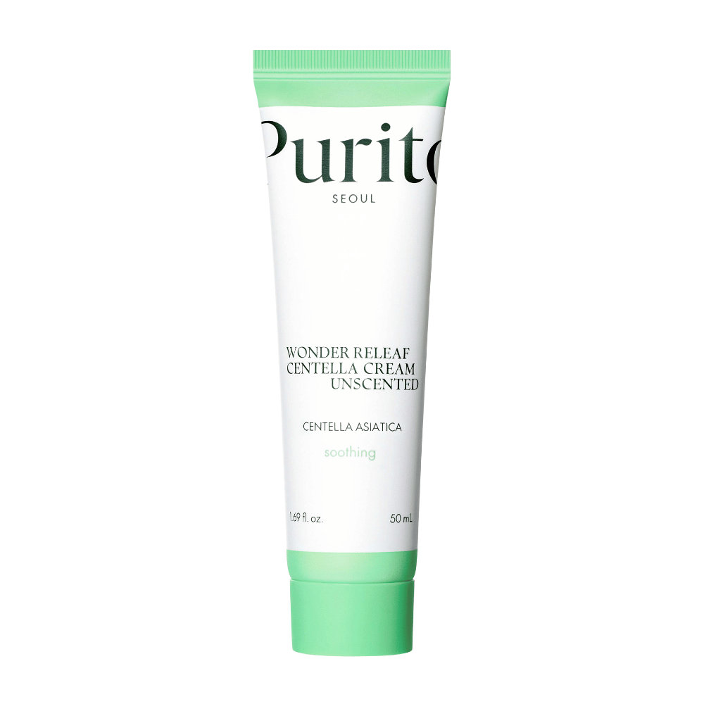 Purito Wonder Releaf Centella Cream Unscented är en återfuktande och lugnande ansiktskräm med Centella Asiatica-extrakt. Den oparfymerade formulan stärker hudbarriären och lindrar irritation, vilket gör den idealisk för känslig hud.